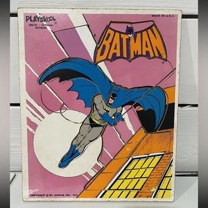 Vintage Playskool Batman 18 Piece Wooden Puzzle Board (380-03) D.C. Comics 1976